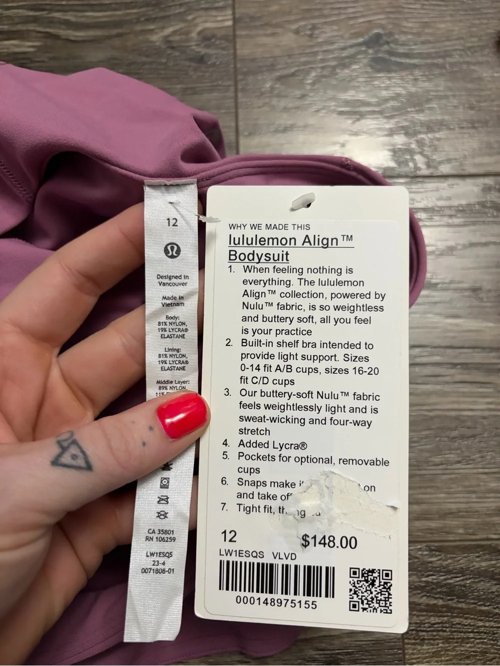 NWT Lululemon Align Bodysuit (Velvet Dust) Size 12